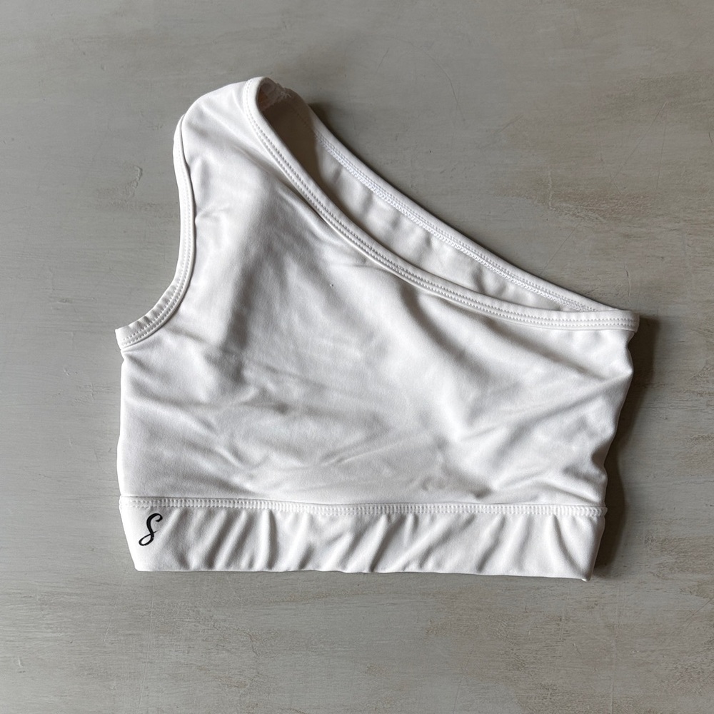 Soel Dancewear White One-Shoulder Top